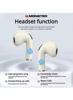 Monster N-Lite 208 Wireless Earbuds Bluetooth 5.4 Built-in Mic, Bluetooth Earbuds Touch Control, Headphones Bluetooth Wireless with 30H Playtime, Type-C Fast Charging, Clear Call for Running, Workout  - Image 4