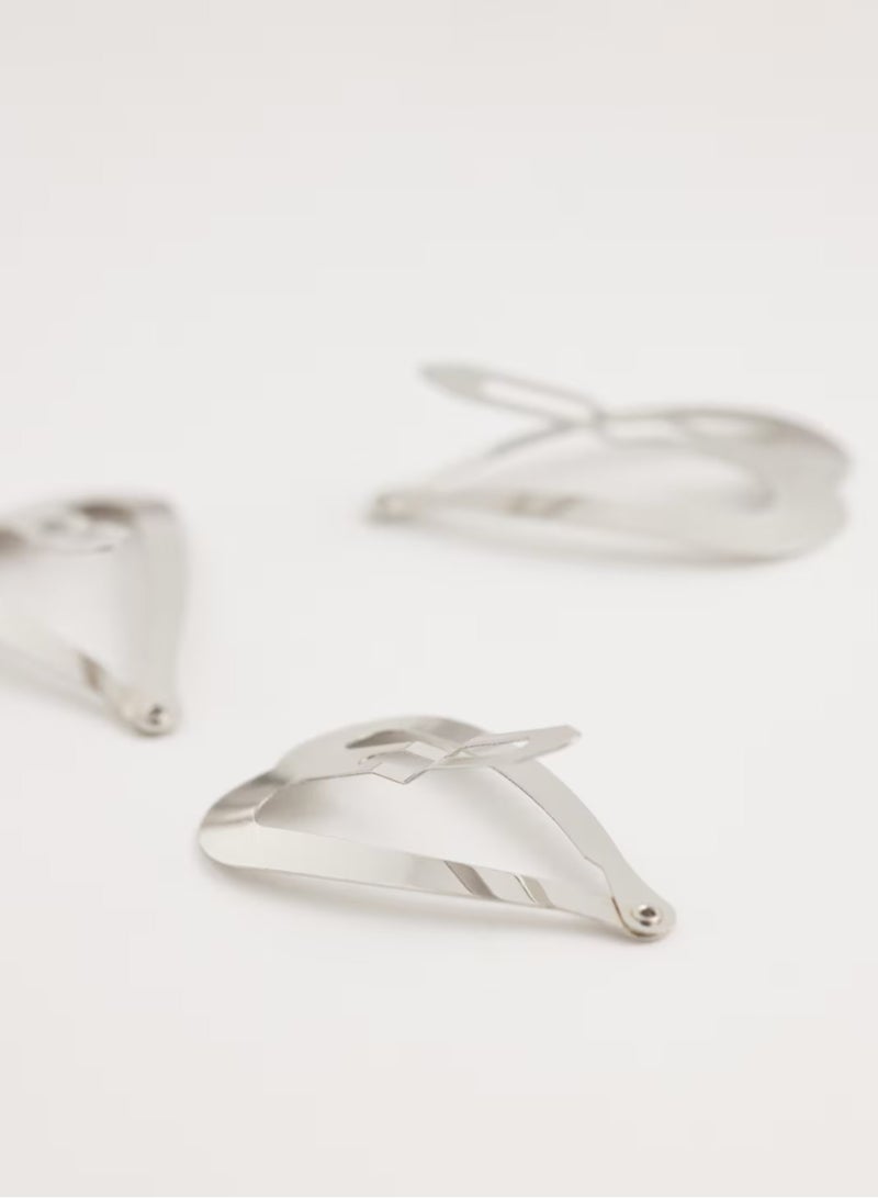 Beautify Heart shaped silver snap clips pack of 6 - Image 3