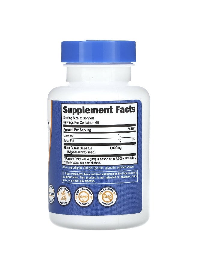 Nutricost, Black Cumin Seed Oil, 1,000 mg, 120 Softgels (500 mg per Softgel) (Packaging may vary) - Image 2