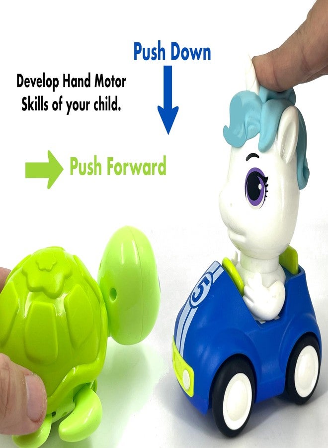 Toy Star Unicorn Press and Go & Crawling Turtle Toy Set for 1 2 3 4 Year Old Boy Girl, Uni'con Car for Baby, Kids, Birthday Gift (Pack of 2) - Image 2