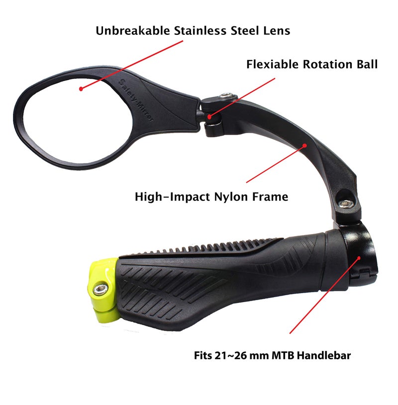 Hafny Handlebar Bike Mirror, Stainless Steel Lens Mirror, Bicycle Rearview Mirror, Safety Reflector, E-bike Mirror, Cycling Mirror, HF-MR081 - Image 3