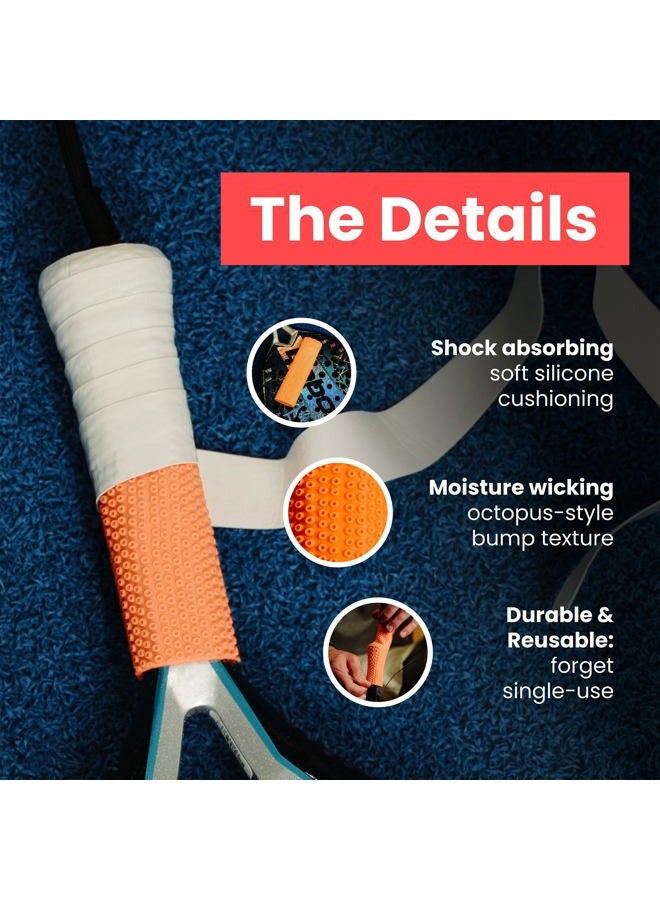 ROCKETGRIP Octopus Padel Undergrip (2-Pack) – Soft Silicone Undergrip for Padel Racket – Cushioned, Sweat-Resistant Fit for Padel Racquet – Vibration Dampening Padel Accessory (Orange) - Image 2