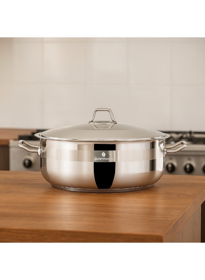 سوفرام قدر طبخ منخفض سوفرام استيل تركي غطاء ستيل مقاس 40 سم - Image 1