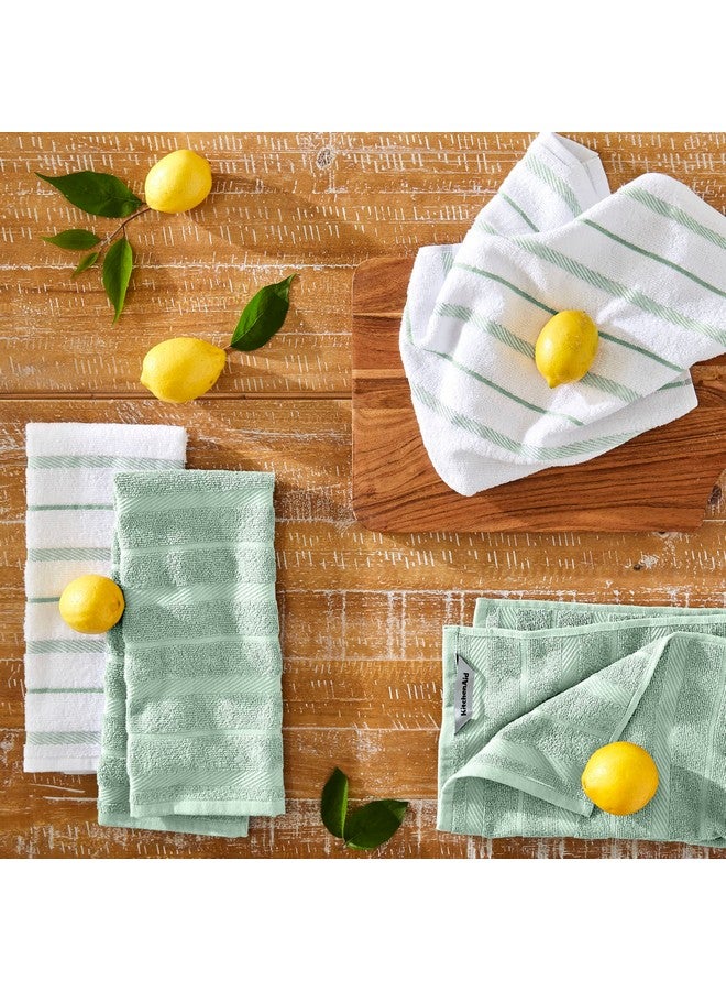 KitchenAid مجموعة من 4 من مناشف المطبخ كيتشن إيد ألباني، فستق/أبيض، 16"x26" - Image 2