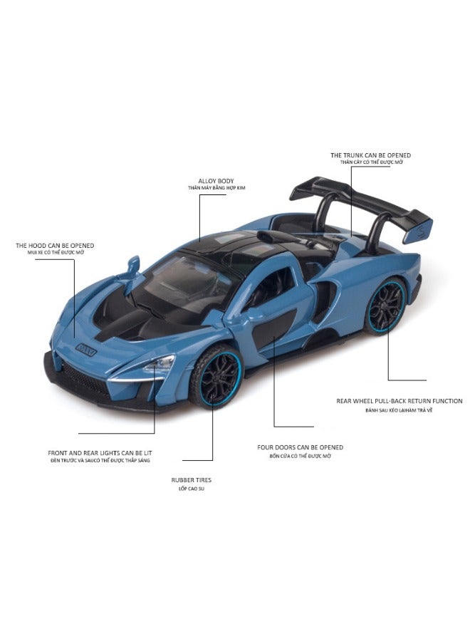 Model car 1:32 Alloy Collectible McLaren Car Model Toy, Diecast Zinc Alloy McLaren Senna Pull Back Collectible Toy Car,  Sound and Light Pull Back Model Car for Kids Boy Girl Gift, 16cm*7cm*4cm - Image 3