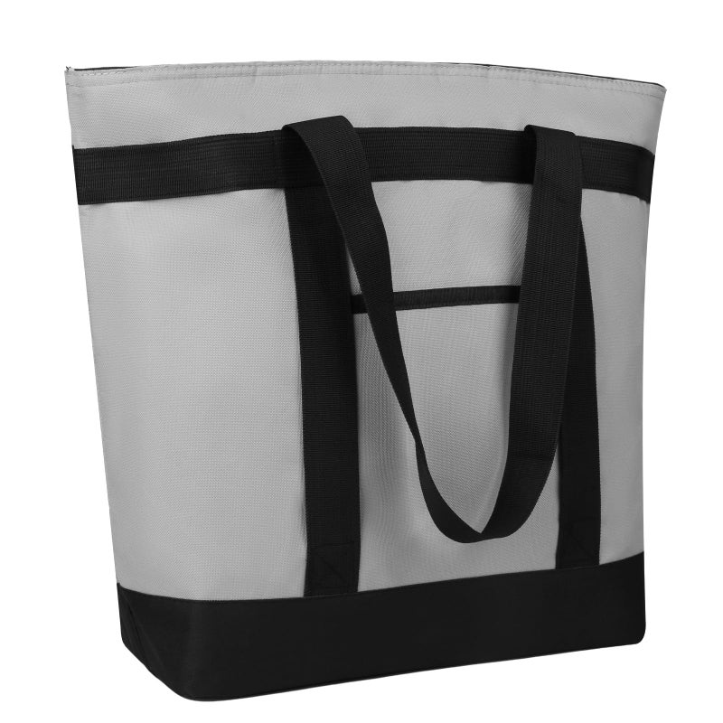 CIVJET Insulated Reusable Tote Bag for Grocery Shopping for Women/Men, Pizza/Food Delivery Bag to Keep Food Cold/Hot for Uber Eats/Doordash/Grubub, Cooler Bags for Travel/Beach/Picnic, Cooler Bag,Grey - Image 1