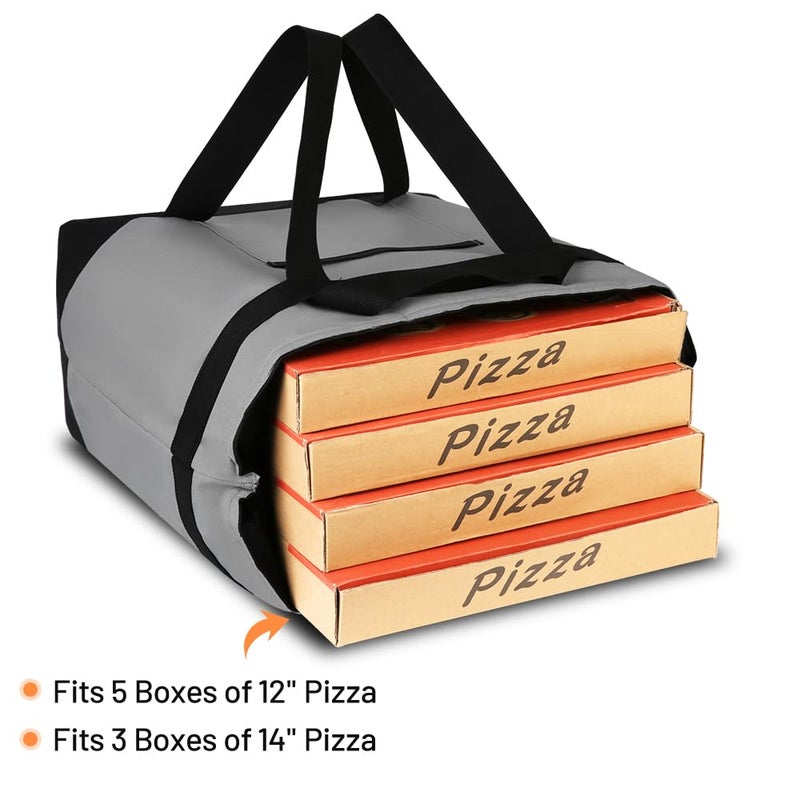 CIVJET Insulated Reusable Tote Bag for Grocery Shopping for Women/Men, Pizza/Food Delivery Bag to Keep Food Cold/Hot for Uber Eats/Doordash/Grubub, Cooler Bags for Travel/Beach/Picnic, Cooler Bag,Grey - Image 5