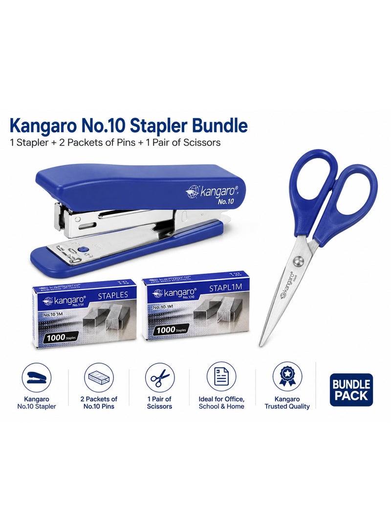 No.10 Stapler + 2 Pkt Pin + Scissors