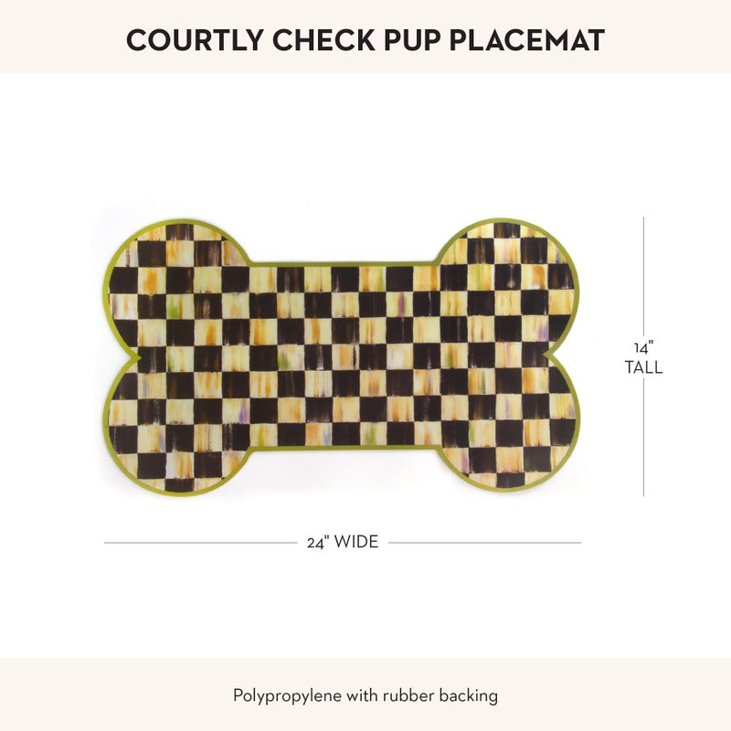 mackenzie childs MACKENZIE-CHILDS Pup Placemat, Cute Pet-Food Mat for Dog Bowls and Cat Bowls, Gray-and-White Sterling Check - Image 4
