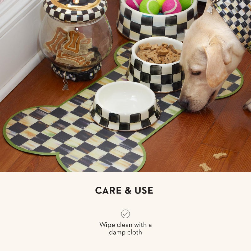 mackenzie childs MACKENZIE-CHILDS Pup Placemat, Cute Pet-Food Mat for Dog Bowls and Cat Bowls, Gray-and-White Sterling Check - Image 5