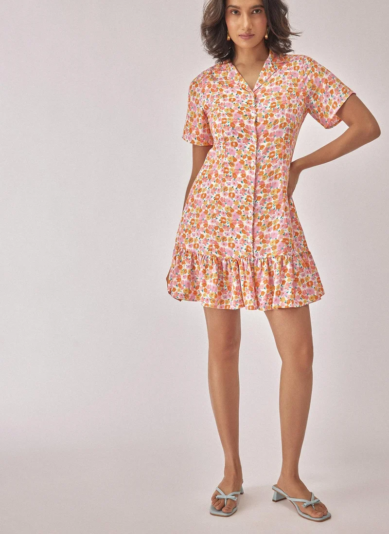 Pink Floral Ruffle Dress - Chic & Flowy