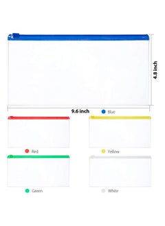 Leinuosen 50 Pieces Plastic Envelopes With Zipper Clear Pencil Case Bulk File Bag Bill Bag Letter Size (5 Colors)  - Image 2