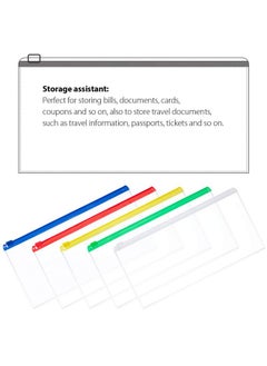 Leinuosen 50 Pieces Plastic Envelopes With Zipper Clear Pencil Case Bulk File Bag Bill Bag Letter Size (5 Colors)  - Image 3