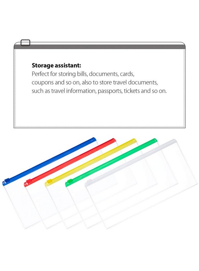 Leinuosen 50 Pieces Plastic Envelopes With Zipper Clear Pencil Case Bulk File Bag Bill Bag Letter Size (5 Colors)  - Image 3
