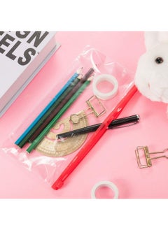 Leinuosen 50 Pieces Plastic Envelopes With Zipper Clear Pencil Case Bulk File Bag Bill Bag Letter Size (5 Colors)  - Image 5
