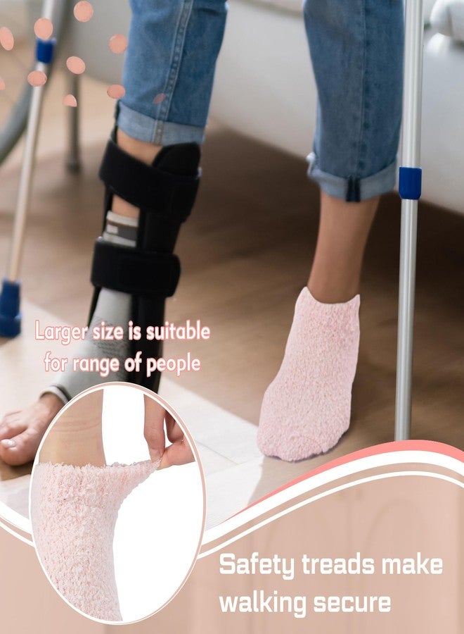 Foaincore 4 Pack Non Slip Hospital Socks for Women Men Non Slip Ankle Fuzzy Socks Thick Warm Festival Gifts(Pink) - Image 4
