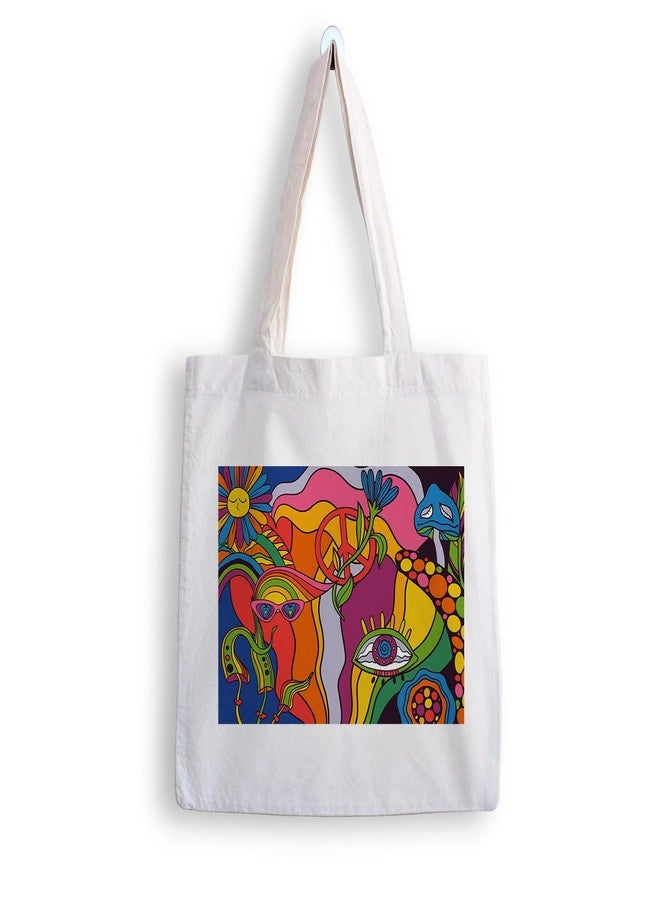 ARTBUG Tote Bag for Women with zip, Aesthetic Canvas tote bag for college girls, office, stylish and reusable - Painting - D No - 261 - Image 1