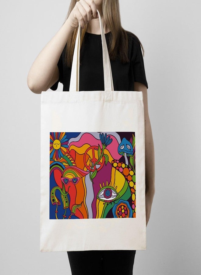 ARTBUG Tote Bag for Women with zip, Aesthetic Canvas tote bag for college girls, office, stylish and reusable - Painting - D No - 261 - Image 3