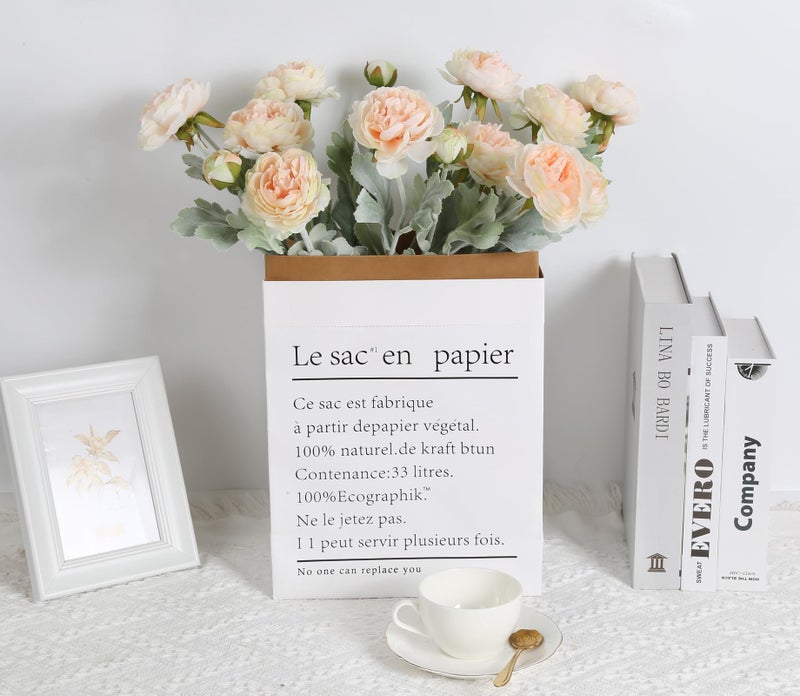 IPOPU Champagne Fake Peonies Artificial Ranunculus Flowers 6pcs 18Heads Champagne Silk Flowers 20.47" Artificial Flowers Bulk for Faux Floral Arrangements Home Table Decor - Image 4