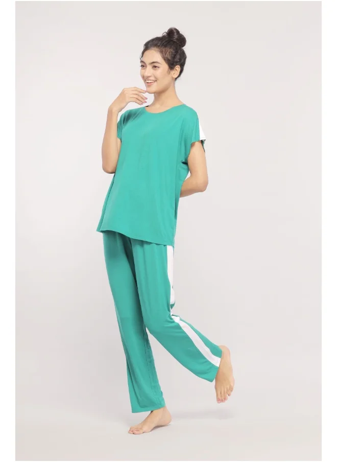 NeceSera Cozy Green with White Stripe Set