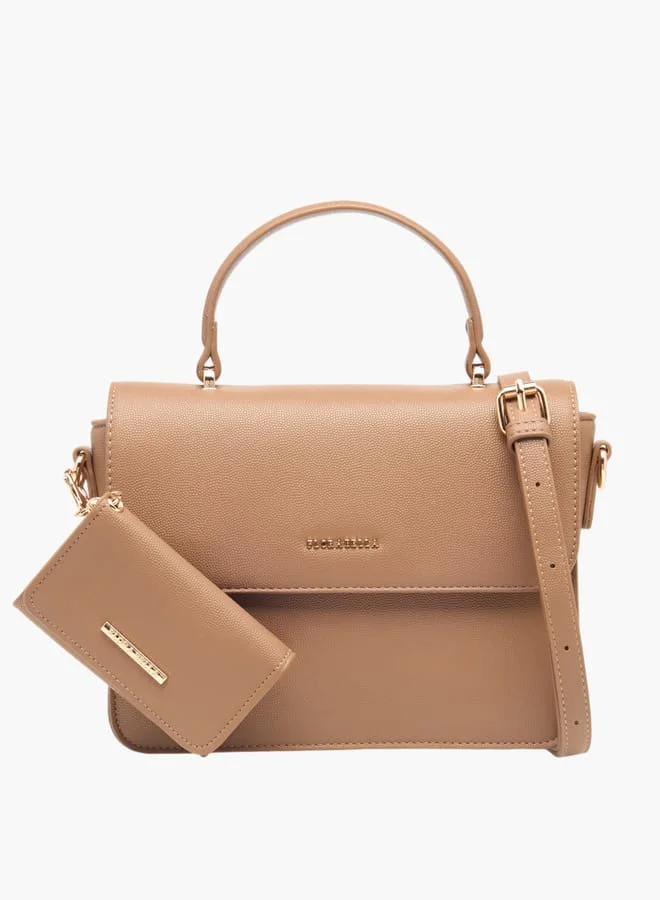Flora Bella By Shoexpress Women Solid Satchel Bag with Detachable Strap and Wallet