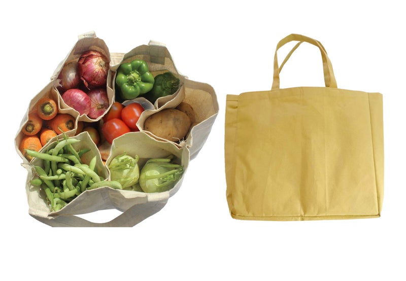 atorakushon® Multi-Purpose Vegetables, Fruits Mesh Fridge Storage Washable, Vegetable Bag with 6 Compartment Shopping Bags. for Purchase Vegetables Pack of 2 - Image 1