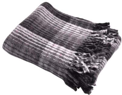 Hugger Mugger Recycled Plaid Yoga Blanket  Black  Use as a Yoga Prop Made from Recycled Materials Very Soft Supportive Extra Thick Warm and Cozy