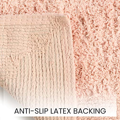 SASHAA WORLD Solid Anti-Skid Cotton Bathmat and Contour Set for Bathroom, Ultra Soft & Absorbent, Tufted Weave, Anti-Slip Latex Backing, Includes Contour & Rectangle Mat, 50X80cm, Peach - Image 3