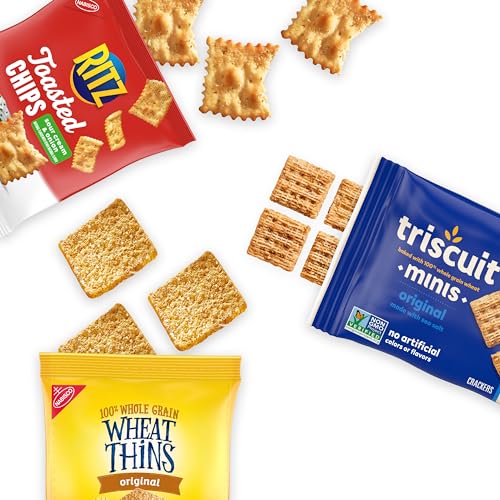 Nabisco Cracker Variety Pack, RITZ Toasted Chips, Wheat Thins Snacks Whole Grain Wheat Crackers and Triscuit Minis Whole Grain Wheat Vegan Crackers, 40 Snack Packs - Image 4