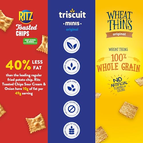 Nabisco Cracker Variety Pack, RITZ Toasted Chips, Wheat Thins Snacks Whole Grain Wheat Crackers and Triscuit Minis Whole Grain Wheat Vegan Crackers, 40 Snack Packs - Image 5
