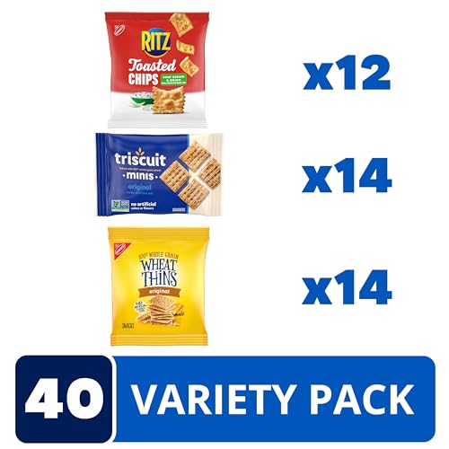 Nabisco Cracker Variety Pack, RITZ Toasted Chips, Wheat Thins Snacks Whole Grain Wheat Crackers and Triscuit Minis Whole Grain Wheat Vegan Crackers, 40 Snack Packs - Image 2
