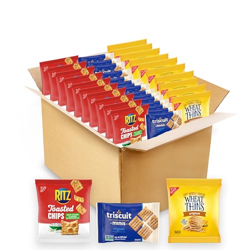 Nabisco Cracker Variety Pack, RITZ Toasted Chips, Wheat Thins Snacks Whole Grain Wheat Crackers and Triscuit Minis Whole Grain Wheat Vegan Crackers, 40 Snack Packs - Image 1