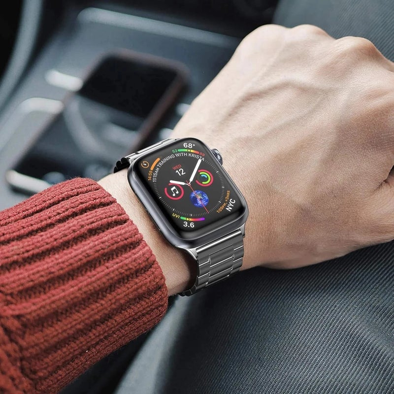 Bluejw Slim Stainless Steel Replacement Watch Strap for Apple Watch Series 7/6/5/4/3/SE – Compatible with 38mm 40mm 41mm 42mm 44mm 45mm Models, Luxury Metal Bracelet Band - Image 3