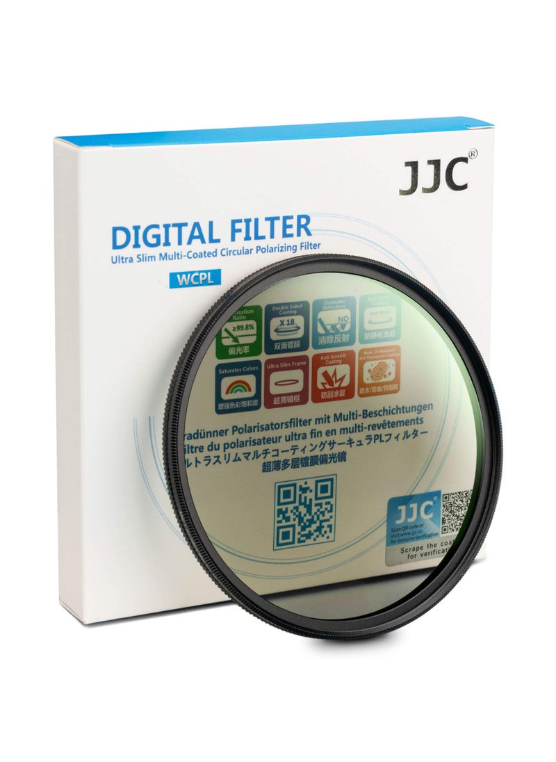 JJC JJC Professional 58mm Circular Polarizer Polarizing Filter HD 18-Layer CPL Filter for Canon EOS Rebel T7 T6 T8i T7i T6i T6s T5i SL3 SL2 90D 80D 70D with EF-S 18-55mm Kit Lens & Other 58mm Lenses  - Image 1
