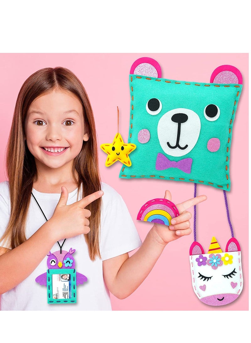 Y&D Sewing Kit for Kids First Girls DIY Craft Kits Purse Bags Picture Frame Pen Holder Learn to Sew with Instructions and Supplies Toddler Gifts - Image 3