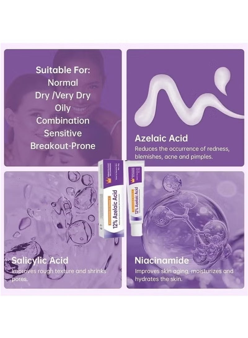 ATRJSZ Azelaic Acid Serum, 12% Azelaic Acid, Hyaluronic Acid & Niacinamide, Redness Relief Face, Moisturizing and Balance Excess Sebum, Reducing Blemish & Rosacea Acne, for Sensitive Skin  - Image 2