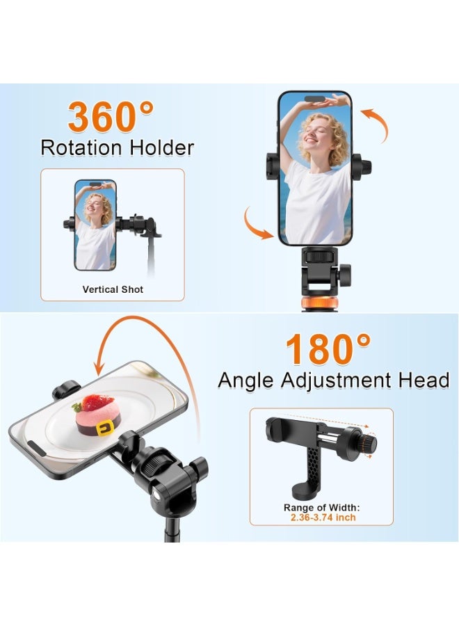 NUFECARG 157cm Phone Tripod, Extendable Tripod for iPhone/Mobile Phone, Selfie Stick with Remote, Mobile Photography Stand for Travel/Video Recording - Image 4