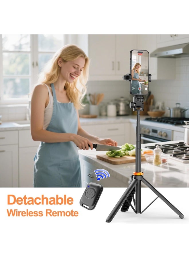 NUFECARG 157cm Phone Tripod, Extendable Tripod for iPhone/Mobile Phone, Selfie Stick with Remote, Mobile Photography Stand for Travel/Video Recording - Image 5
