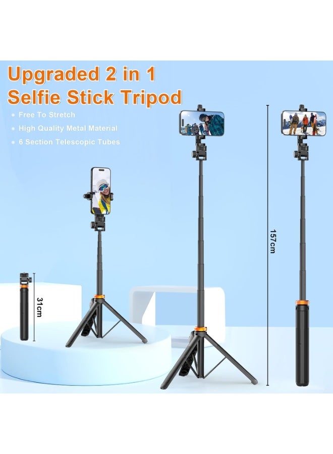 NUFECARG 157cm Phone Tripod, Extendable Tripod for iPhone/Mobile Phone, Selfie Stick with Remote, Mobile Photography Stand for Travel/Video Recording - Image 2