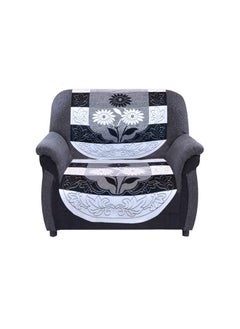 Kuber Industries Kuber Industries Flower Cotton 7 Piece 5 Seater Sofa Cover with Center Table Cover (Black) - CTKTC22285  - Image 2