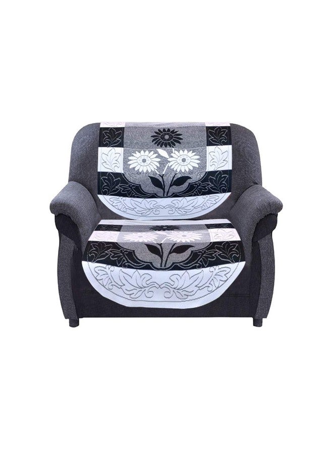 Kuber Industries Flower Cotton 7 Piece 5 Seater Sofa Cover with Center Table Cover (Black) - CTKTC22285 - Image 2