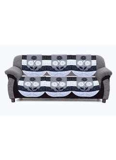 Kuber Industries Kuber Industries Flower Cotton 7 Piece 5 Seater Sofa Cover with Center Table Cover (Black) - CTKTC22285  - Image 4