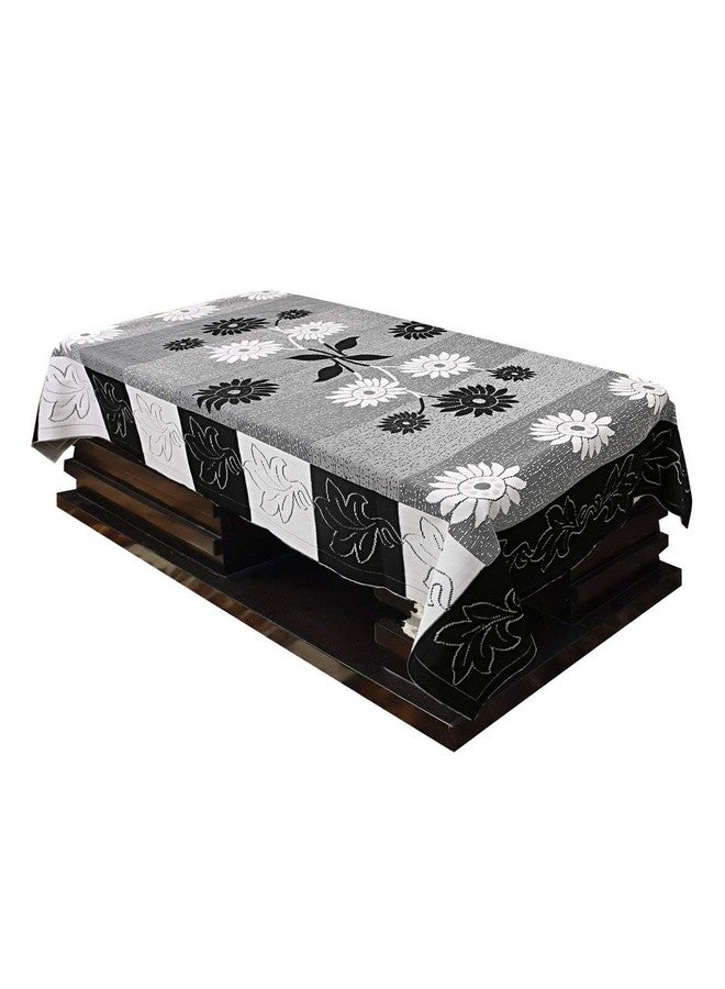 Kuber Industries Flower Cotton 7 Piece 5 Seater Sofa Cover with Center Table Cover (Black) - CTKTC22285 - Image 3