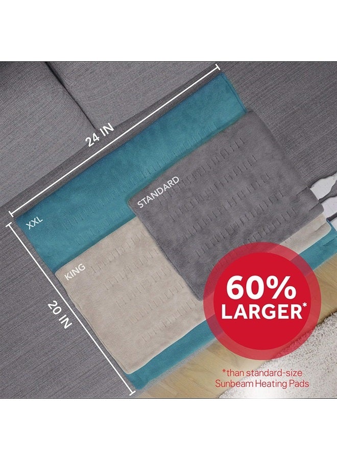 Sunbeam Heating Pad for Back, Neck, and Shoulder Pain Relief with Auto Shut Off, XXL Large 20 x 24", Teal - Image 2