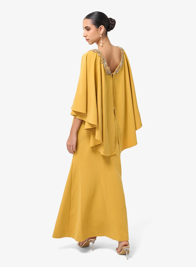 ثريدز باي اجوني Flared Sleeve Embellished Sweetheart Neck Maxi Dress