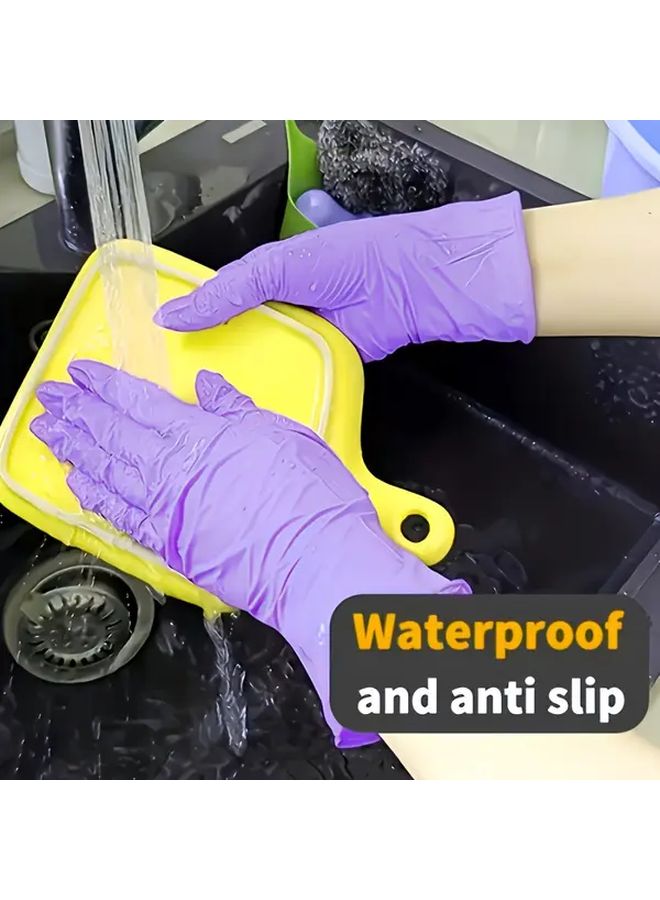 Purple Blue Nitrile Gloves Size S 30pcs Waterproof Anti Slip for Kitchen Dishwashing Home Cleaning - Image 2