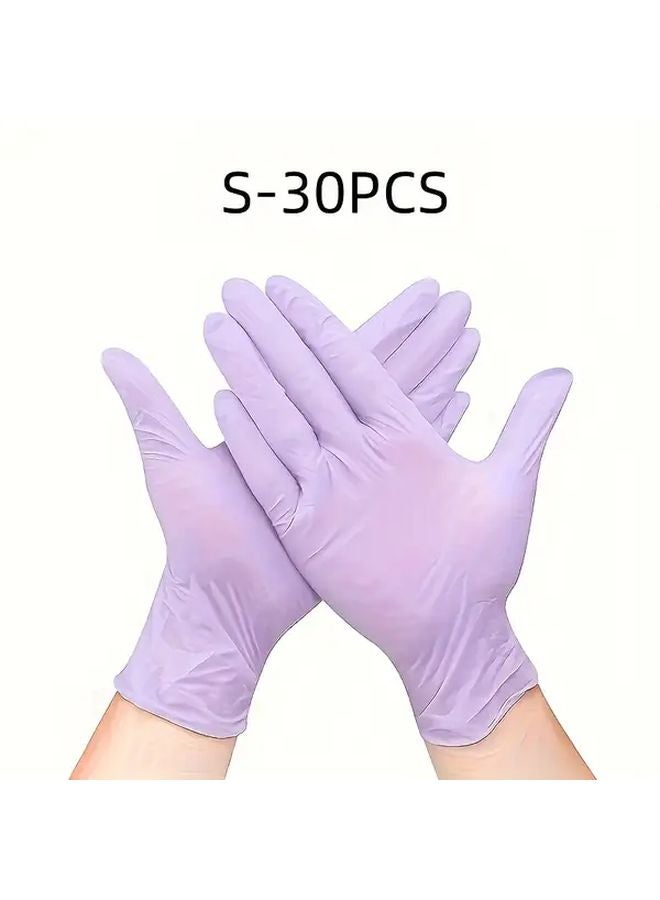 Purple Blue Nitrile Gloves Size S 30pcs Waterproof Anti Slip for Kitchen Dishwashing Home Cleaning - Image 1