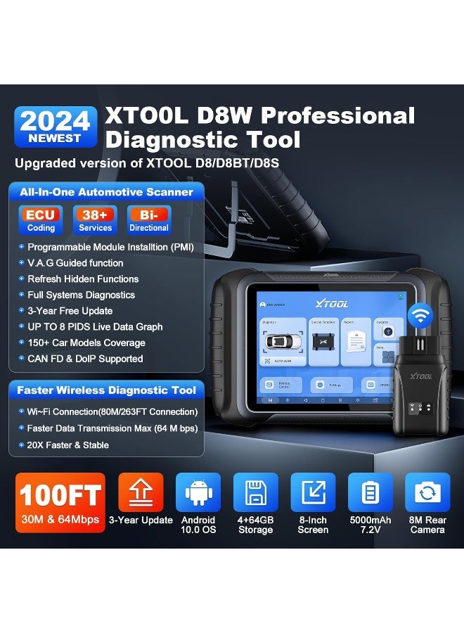 XTOOL XTOOL D8W Wireless OBD2 Scanner  - Image 2