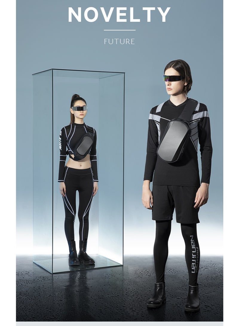 حقيبة كتف بتصميم جديد وعصري كاجوال مضادة للسرقة للرجال 7266 باللون الأسود - Image 4