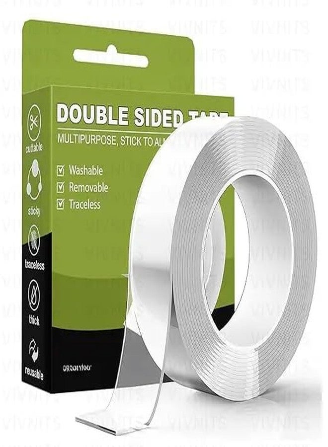 FLIZZOW Double Sided Tape Heavy Duty - Multipurpose Removable Traceless Mounting Adhesive Tape for Walls，Washable Reusable Strong Sticky Strips Grip Tape (2MM) - Image 1